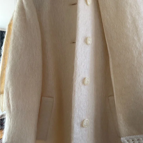 Vintage Weiss Cream Long Mohair Coat - Picture 10 of 11